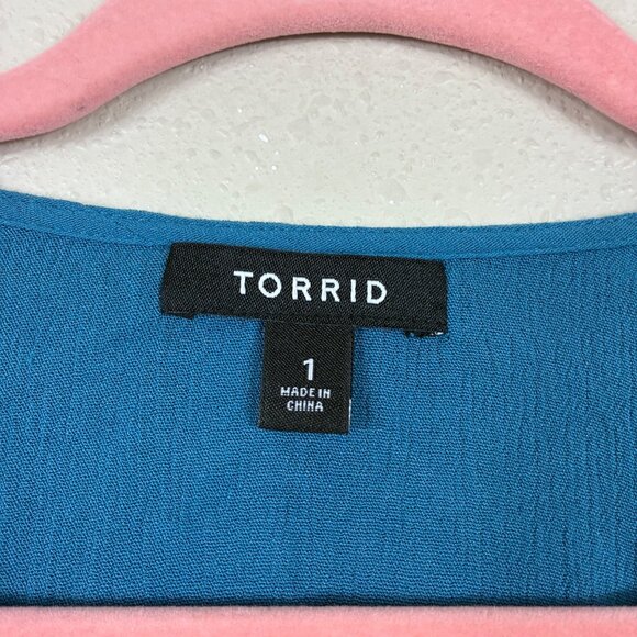 Torrid Washable Gauze Tie Front Kimono Blue Steel Size XL - Picture 4 of 7